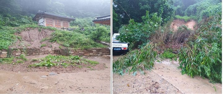 [서울=뉴시스] 예천 청룡사 석조여래좌상 및 비로자나불좌상 피해 (사진=문화재청 제공) 2023.07.17. photo@newsis.com *재판매 및 DB 금지