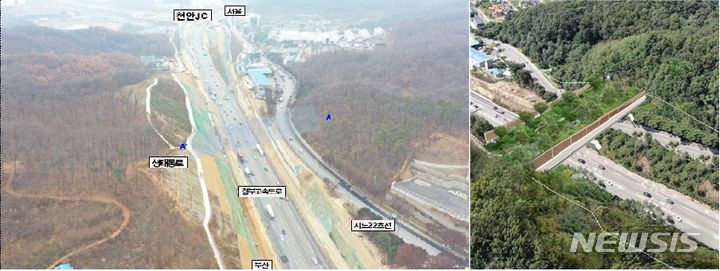 [세종=뉴시스] 생태통로 설치 위치(왼쪽) 및 조감도(오른쪽). (자료= 환경부 제공) 