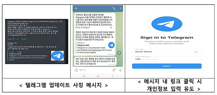 [서울=뉴시스] 텔레그램 업데이트 사칭 메시지 (사진=KISA 제공) *재판매 및 DB 금지