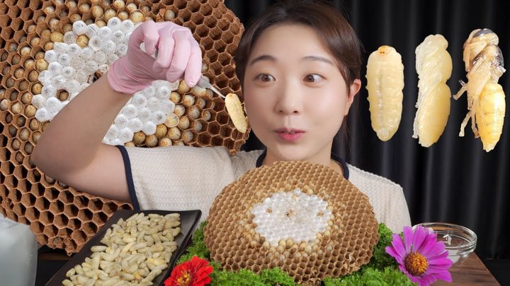 [서울=뉴시스]지난해 8월19일 유튜버 얌야미가 자신의 유튜브 채널에 '고소한 말벌 애벌레 먹방'이라는 제목의 영상을 게재했다.(사진=유튜브 '얌야미' 캡처) 2023.07.25 photo@newsis.com *재판매 및 DB 금지