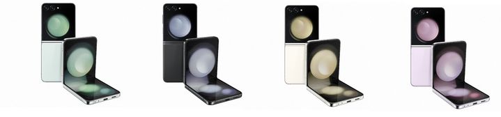 갤럭시 Z 플립5. 왼쪽부터 민트, 그라파이트, 크림, 라벤더 색상. (사진=삼성전자 제공) *재판매 및 DB 금지