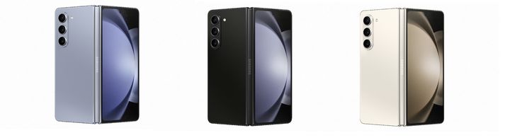 갤럭시 Z 폴드5. 왼쪽부터 아이스 블루, 팬텀 블랙, 크림 색상. (사진=삼성전자 제공) *재판매 및 DB 금지