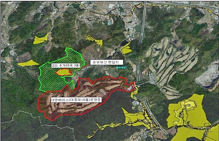 충북 충주시와 지역 골프장 운영업체 대영베이스가 시유지와 골프장 사유지 맞교환에 나선다. 충주시 대소원면 장성리 교환 대상 시유지. (사진=충주시 제공) *재판매 및 DB 금지