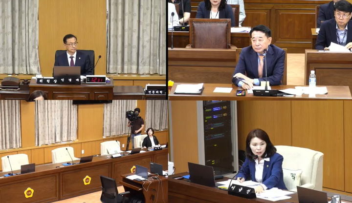 [대전=뉴시스] 조명휘 기자 = 이상태(오른쪽 위) 대전시설관리공단이사장 임용후보자에 대한 인사청문간담회가 28일 오후 대전시의회 복지환경위원회에서 열리고 있다. 2023.07.28. photo@newsis.com *재판매 및 DB 금지