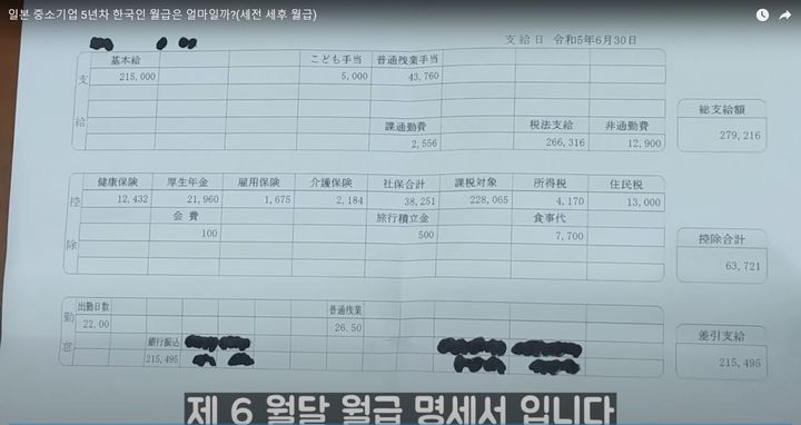 [서울=뉴시스]유튜브 채널 '리틀조빅조'는 지난달 1일 '일본 중소기업 5년차 한국인 월급은 얼마일까'라는 제목의 영상을 게재했다. (사진=리틀조빅조 채널 영상 캡처) 2023.08.02. photo@newsis.com *재판매 및 DB 금지