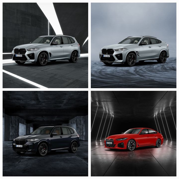 [서울=뉴시스] BMW코리아가 오는 10일 오후 3시부터 온라인 한정으로 출시 예정인 (위 왼쪽부터 시계 방향으로) '뉴 X5 M 컴페티션 퍼스트 에디션', '뉴 X6 M 컴페티션 퍼스트 에디션', 'i4 M50 프로 스페셜 에디션', '뉴 X5 xDrive40i 퍼스트 에디션'. (사진=BMW코리아 제공) 2023.08.08 photo@newsis.com *재판매 및 DB 금지