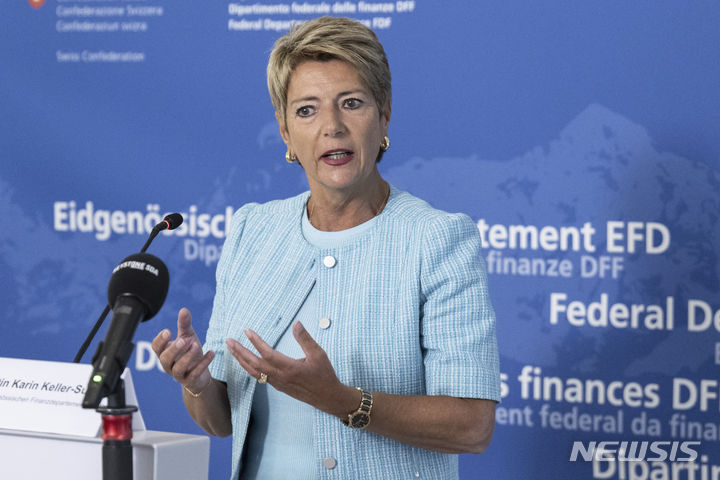 [베른=AP/뉴시스] 카린 켈러주터 스위스 대통령. 2025.08.07. 