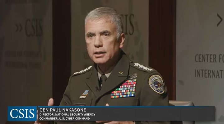 폴 나카소네 미국 국가안보국(NSA) 국장이 10일(현지시간) 전략국제문제연구소(CSIS) 대담에서 발언하는 모습. (사진=CSIS 유튜브 캡처) 2023.08.10. *재판매 및 DB 금지