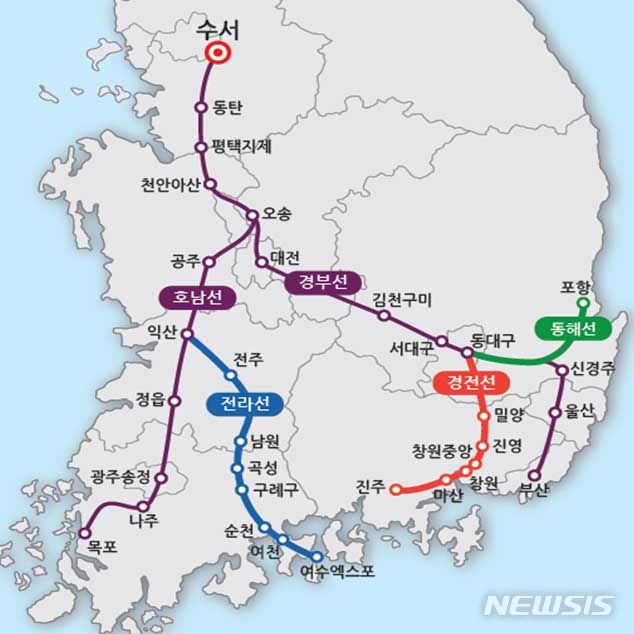 전라선 '여수·순천~서울 수서행 SRT' 운행 노선도. (그래픽=전남도 제공) *재판매 및 DB 금지