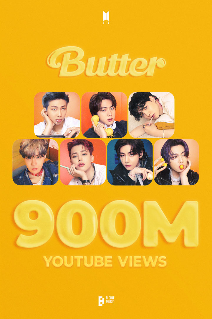 [서울=뉴시스] 방탄소년단 '버터(Butter)' 뮤직비디오 9억뷰. 2023.08.13. (사진 = 빅히트 뮤직 제공) photo@newsis.com *재판매 및 DB 금지