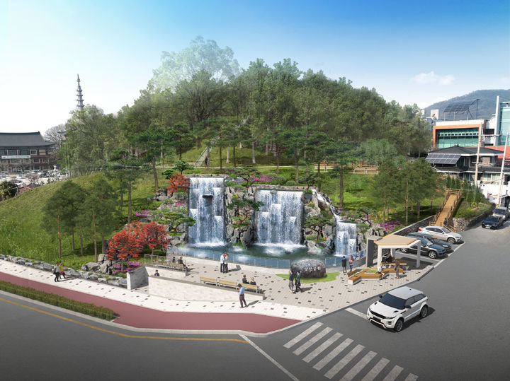 청주시, 당산공원에 인공폭포 설치…12월 준공