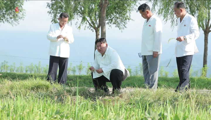 [서울=뉴시스] 북한 평양시당위원회 대표단은 러시아 연해주와 농업 부문 협력을 확대할 준비가 돼 있다고 밝혔다. 사진은 지난해 8월 김정은 북한 국무위원장이 태풍 '카눈' 피해지역인 강원도 안변군 오계농장 등을 방문한 복구 사업을 현지 지도하고 있는 모습. (사진=뉴시스DB) 2024.06.01. *재판매 및 DB 금지