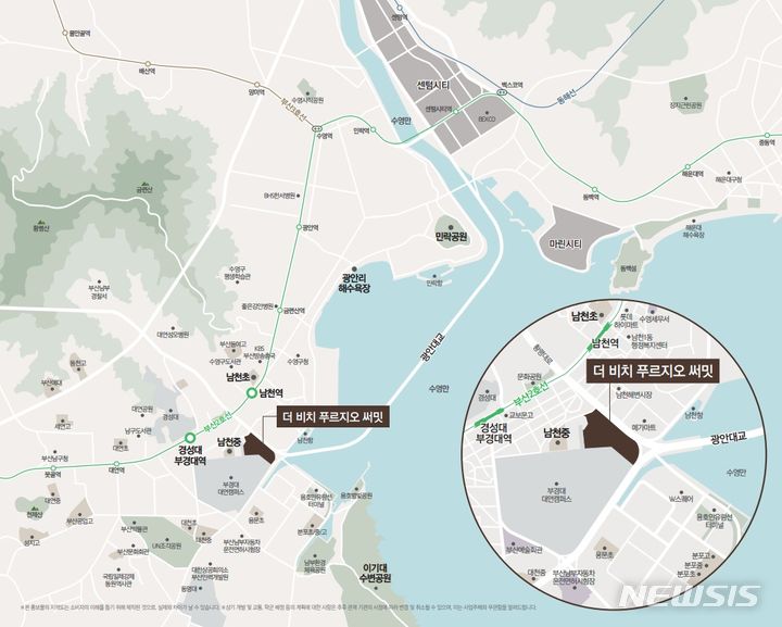 [서울=뉴시스] '더 비치 푸르지오 써밋' 지역도. (이미지=대우건설 제공) 