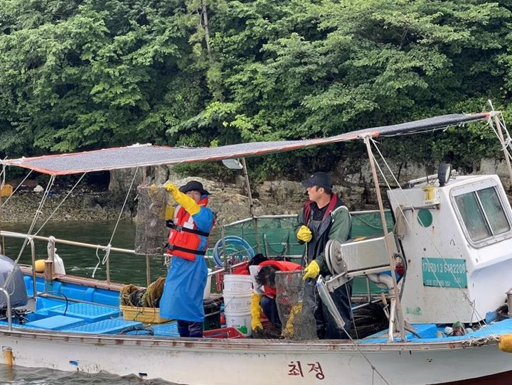 통영 견유마을서 진행된 통발 양망체험 모습. (사진=한국어촌어항공단 제공) *재판매 및 DB 금지