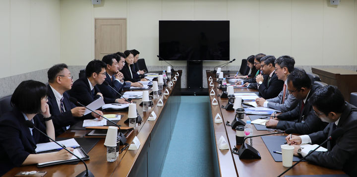 [서울=뉴시스] 김태효 국가안보실 제1차장이 23일 서울 용산 대통령실 청사에서 열린 제4차 한-인도 국가안보실 전략대화에 참석해 있다. (사진=대통령실 제공) 2023.08.23. photo@newsis.com *재판매 및 DB 금지