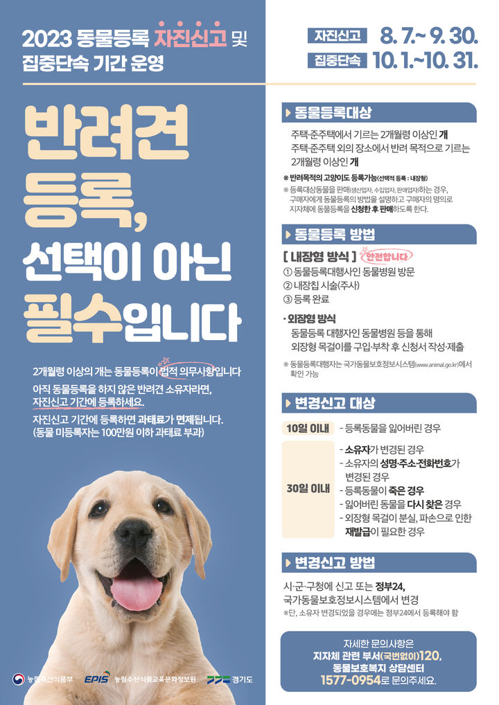 동물등록 자진신고기간 운영 안내. (사진=하남시 제공) *재판매 및 DB 금지