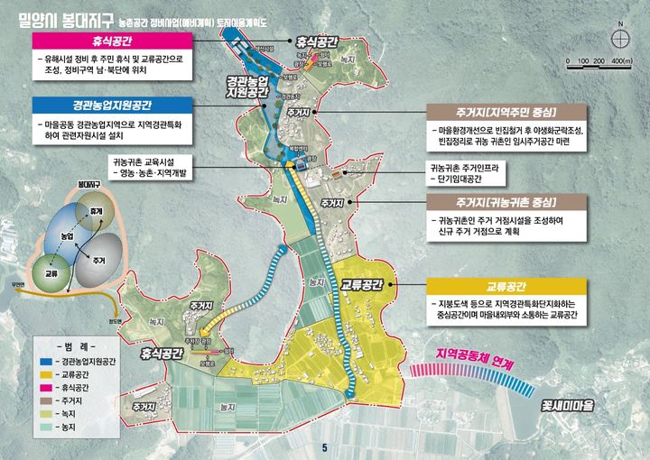 초동면 봉대지구 농촌공간정비사업 토지이용계획(예비계획) 조감도. (사진=밀양시 제공) *재판매 및 DB 금지