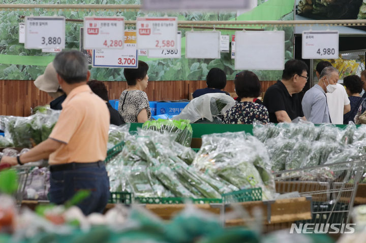 [서울=뉴시스] 권창회 기자 = 서울 시내 대형마트에서 시민들이 장을 보고 있다. 2023.08.31. kch0523@newsis.com