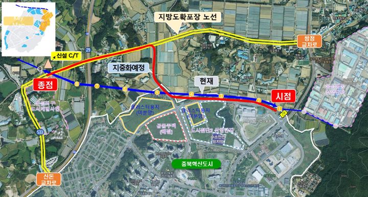[음성=뉴시스] 충북혁신도시 고압송전선로 지중화 사업 위치도. (사진=음성군 제공) photo@newsis.com *재판매 및 DB 금지