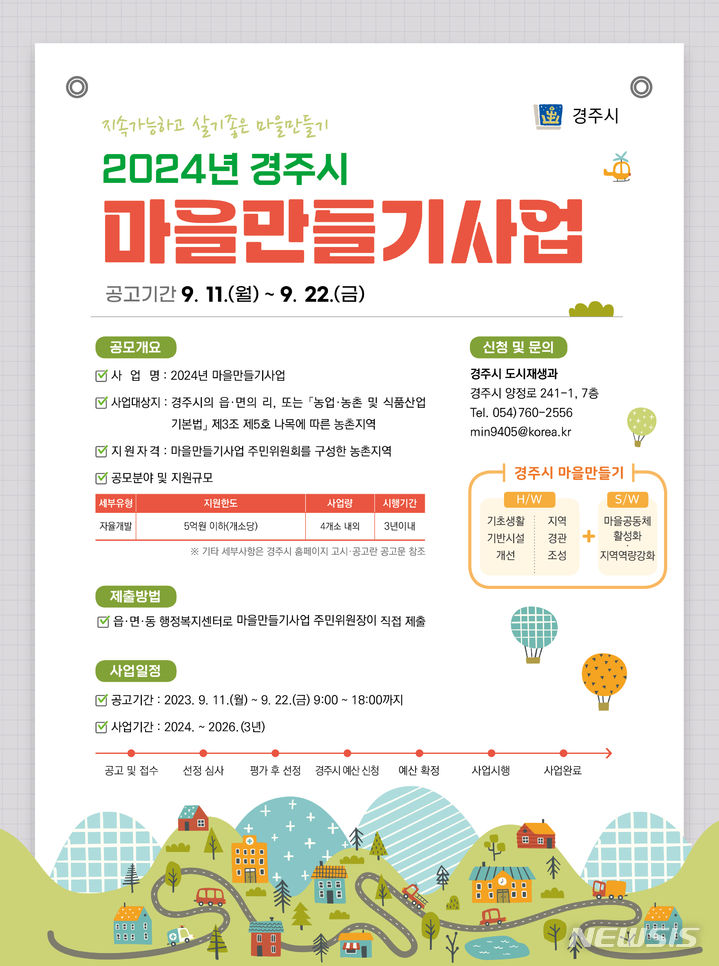 경주 마을만들기 사업 공모 포스터