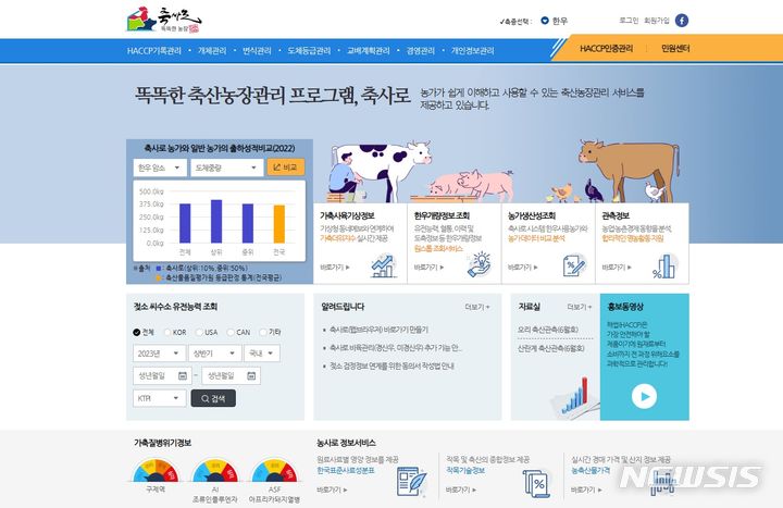 [전주=뉴시스]윤난슬 기자 = 축사로 시작 화면.(사진=농촌진흥청 제공)