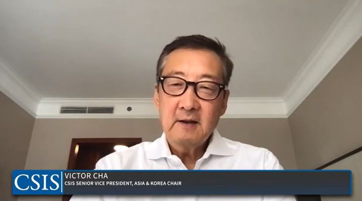 빅터 차 워싱턴 전략국제문제연구소(CSIS) 한국석좌가 지난해 9월 한 온라인 대담에서 발언하고 있다. (사진 CSIS 유튜브 캡처) 2024.06.27. *재판매 및 DB 금지