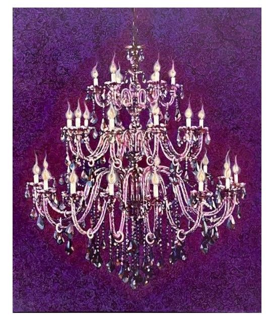정진, Chandelier_Rose Purple, 2022, Sumuk gouache & crystal beads on canvas, 115 x 95.5 cm *재판매 및 DB 금지
