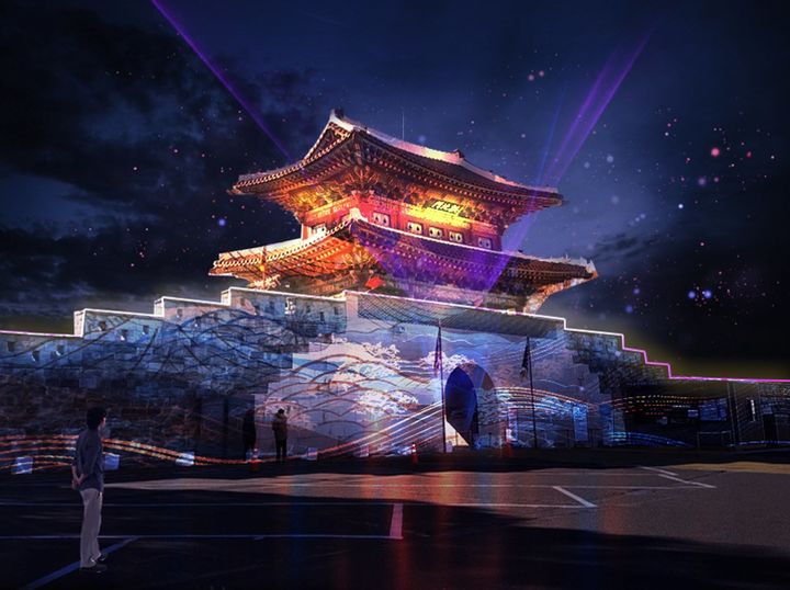 [진주=뉴시스]진주성 미디어아트 연출안(공북문). *재판매 및 DB 금지