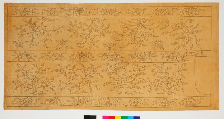 [서울=뉴시스] 덕온공주 홍장삼 소매자수본, 1837년, 39.2×77.9㎝, 국립고궁박물관 (사진=문화재청 제공) 2023.09.13. photo@newsis.com *재판매 및 DB 금지