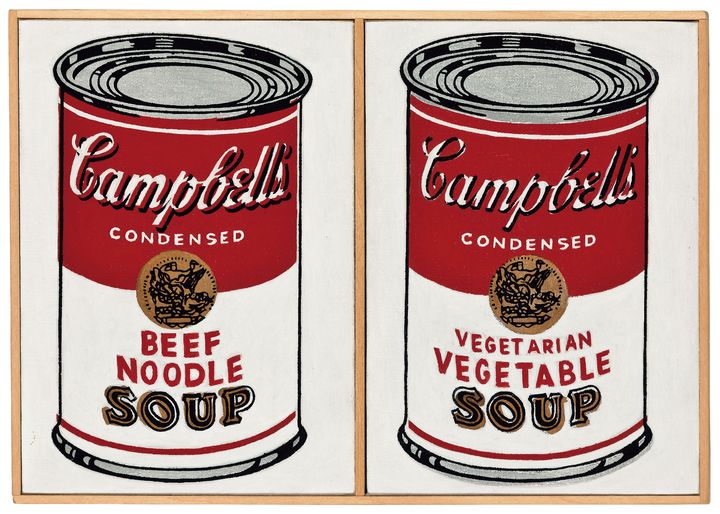 리차드 페티본(1938 - ), American, Andy Warhol ‘Two Campbell’s Soup Cans, Beef Noodle, and Vegitarian Vegetable’, 1962>, oil and silkscreen on canvas in artist’s frame, diptych, overall: 13.3×18.7×1.3(d)cm, 추정가 4000만원~8000만원 *재판매 및 DB 금지