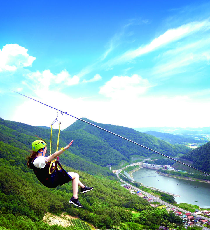 영천 보현산댐 짚와이어 