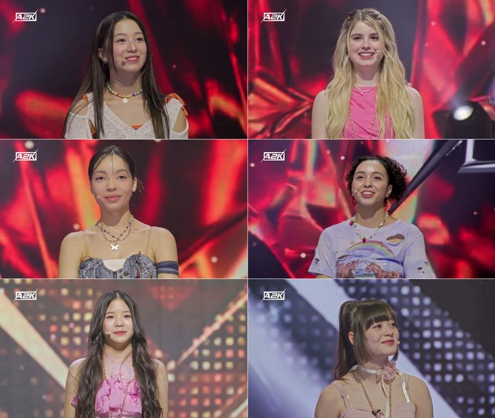 [서울=뉴시스] 위에서부터 왼쪽에서 오른쪽으로 1위 렉시, 2위 케이지, 3위 카밀라, 4위 사바나, 5위 케일리, 6위 켄달. 'A2K' VCHA 최종 멤버. (사진 = JYP엔터테인먼트 제공) 2023.09.22. photo@newsis.com *재판매 및 DB 금지