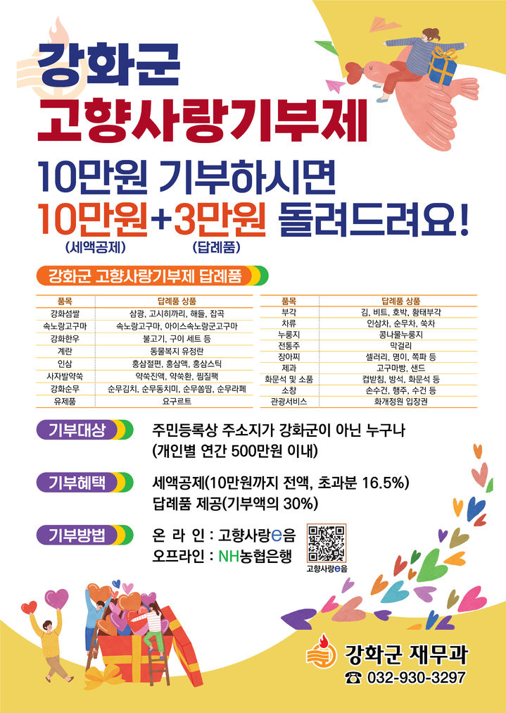 [인천=뉴시스] 강화군, 고향사랑기부제 홍보물. (사진=강화군 제공) *재판매 및 DB 금지