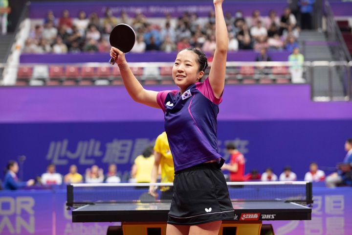 [서울=뉴시스]신유빈. 2023.09.24. (사진=대한탁구협회 제공)&nbsp; *재판매 및 DB 금지