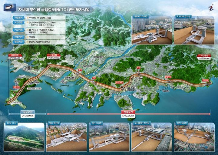 [부산=뉴시스] 차세대 부산형 급행철도(BuTX) 민간투자사업 제안노선(안). (사진=부산시 제공) *재판매 및 DB 금지