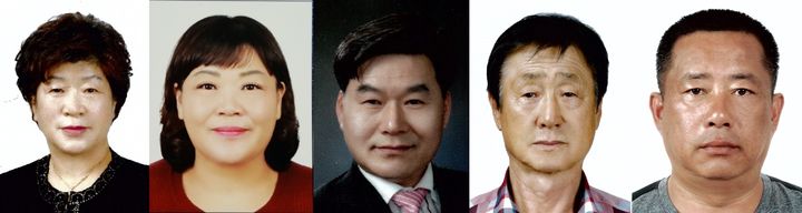 예천군민상 수상자. 왼쪽부터 강필희 대한적십자봉사회 예천지구협의회장, 김종순 용문면 새마을부녀회장, 문창호 호명신협 이사장, 임병호 사과밀식과원연구회장, 장호연 개포 풋고추 작목회장. (사진=예천군 제공) *재판매 및 DB 금지