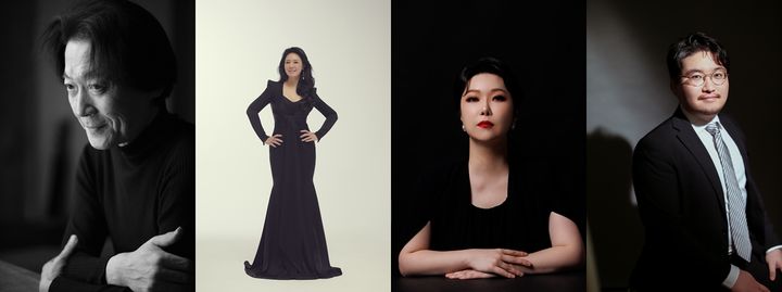 (왼쪽부터) 지휘자 정치용, 소프라노 서선영, 메조소프라노 김향은, 작곡가 김신. (사진=한국예술종합학교 제공) photo@newsis.com *재판매 및 DB 금지
