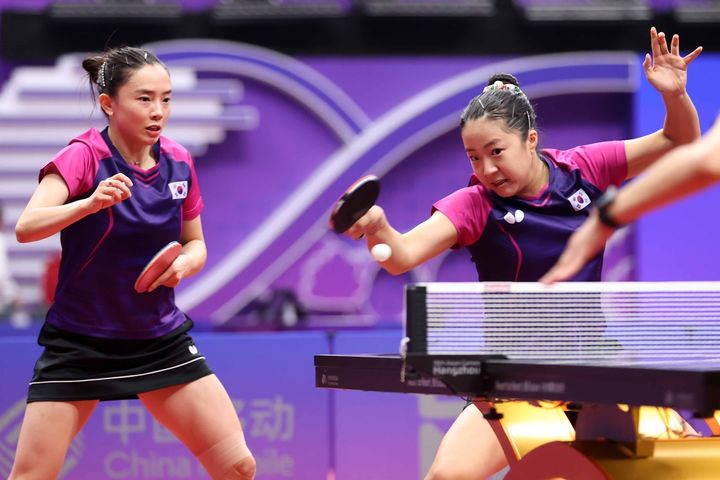 [서울=뉴시스]전지희 신유빈. 2023.09.28. (사진=대한탁구협회 제공) *재판매 및 DB 금지