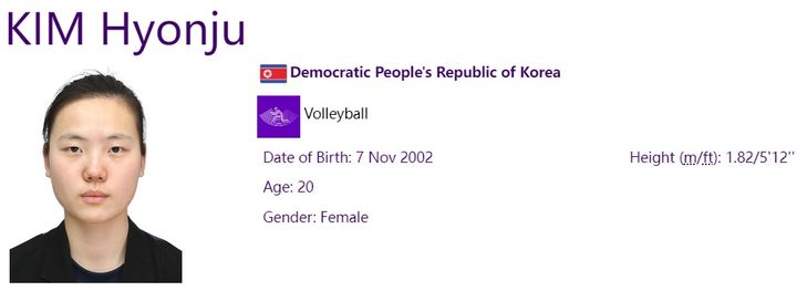 [서울=뉴시스] 북한 여자 배구 대표팀이 2022 항저우 아시안게임 조별리그 첫 경기에서 승리를 거뒀다. 2023.09.30. (사진=항저우AG 마이인포 캡처) *재판매 및 DB 금지