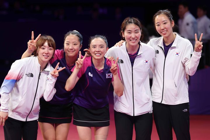 [서울=뉴시스]여자 탁구 대표팀. 2023.10.02. (사진=대한탁구협회 제공) *재판매 및 DB 금지