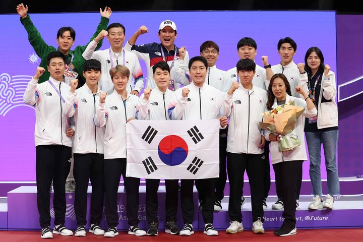 [서울=뉴시스]남자 탁구 대표팀. 2023.10.02. (사진=대한탁구협회 제공) *재판매 및 DB 금지