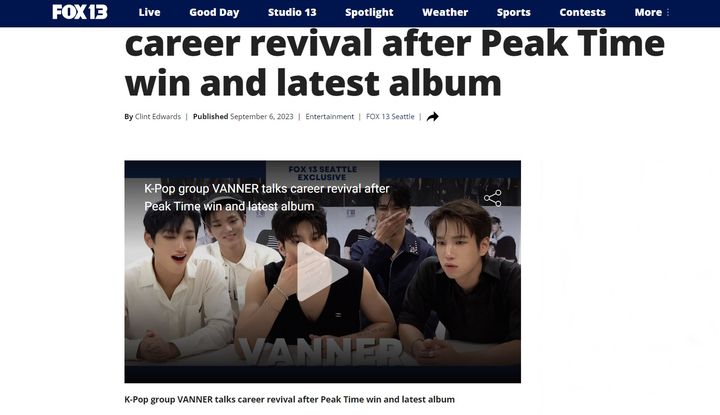 [서울=뉴시스] '폭스13 시애틀' 홈페이지를 장식한 배너. (사진=폭스 13 시애틀 보도 이미지 캡쳐) 2023.10.04. photo@newsis.com *재판매 및 DB 금지