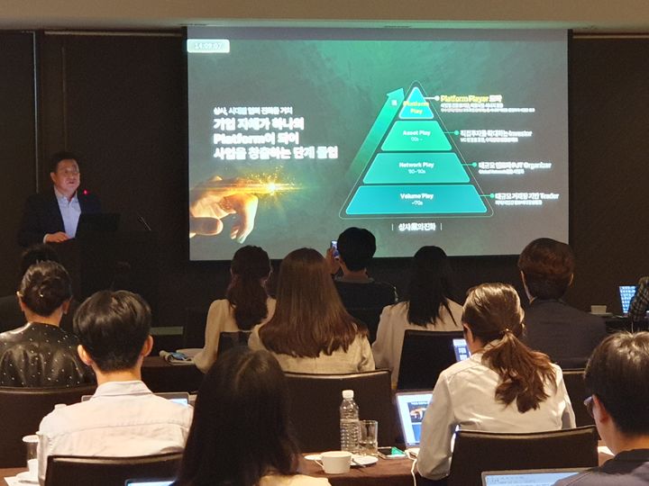 [서울=뉴시스] 포스코인터내셔널은 4일 서울 중구 더 플라자 호텔에서 '연결과 확장'을 주제로 프레스 데이를 열고 미래 사업 전략을 발표했다. (사진=포스코인터내셔널 제공) 2023.10.04 photo@newsis.com *재판매 및 DB 금지