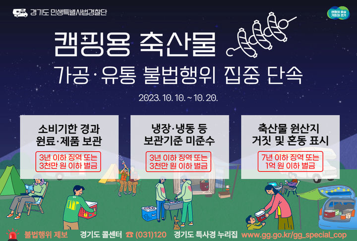 캠핑용 축산물 가공·유통 불법행위 집중단속. *재판매 및 DB 금지