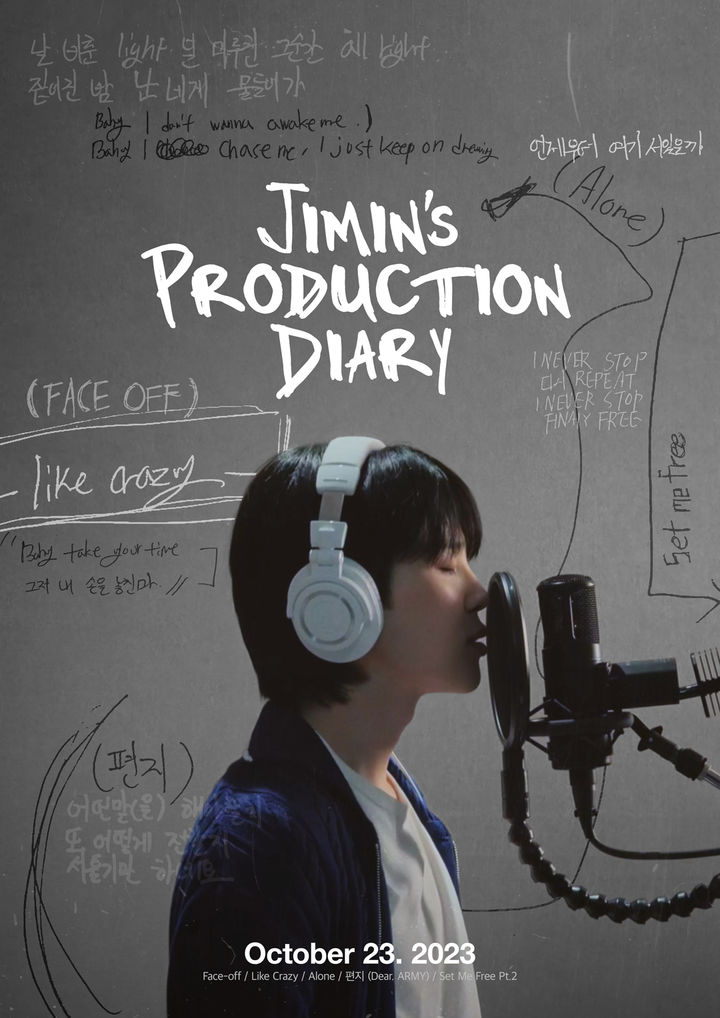 [서울=뉴시스] 방탄소년단 지민 다큐멘터리 'Jimin's Production Diary' 포스터(Production ver). (사진 = 빅히트 뮤직 제공) 2023.10.11. photo@newsis.com *재판매 및 DB 금지