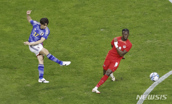 [니이가타=AP/뉴시스] 캐나다-일본 A매치. 2023.10.13. 