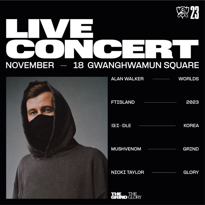 2023 LoL 월드 챔피언십 팬 페스트 기간 중인 11월 18일 열리는 라이브 콘서트 참가 아티스트 라인업(사진=라이엇 게임즈) *재판매 및 DB 금지