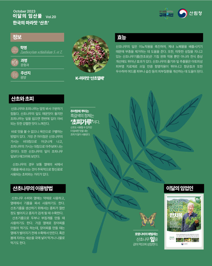 [대전=뉴시스] 10월 이달의 임산물로 선정된 '산초'. *재판매 및 DB 금지