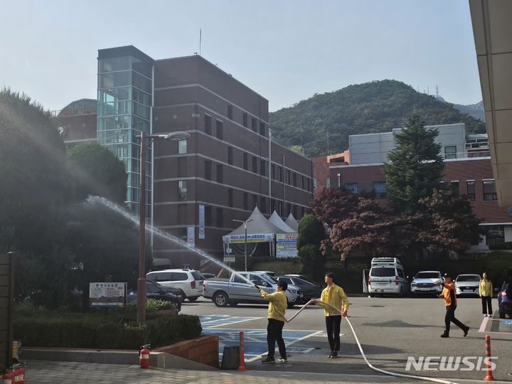 합동소방훈련 현장.