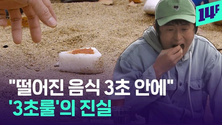 [서울=뉴시스]유튜브 채널 '14F일사에프'는 지난 17일 '떨어진 음식 '3초' 안에 먹으면 괜찮다? 해외 연구 결과 살펴봤습니다'라는 제목의 영상을 게재했다. (사진=유튜브 캡처) 2023.10.23. photo@newsis.com *재판매 및 DB 금지